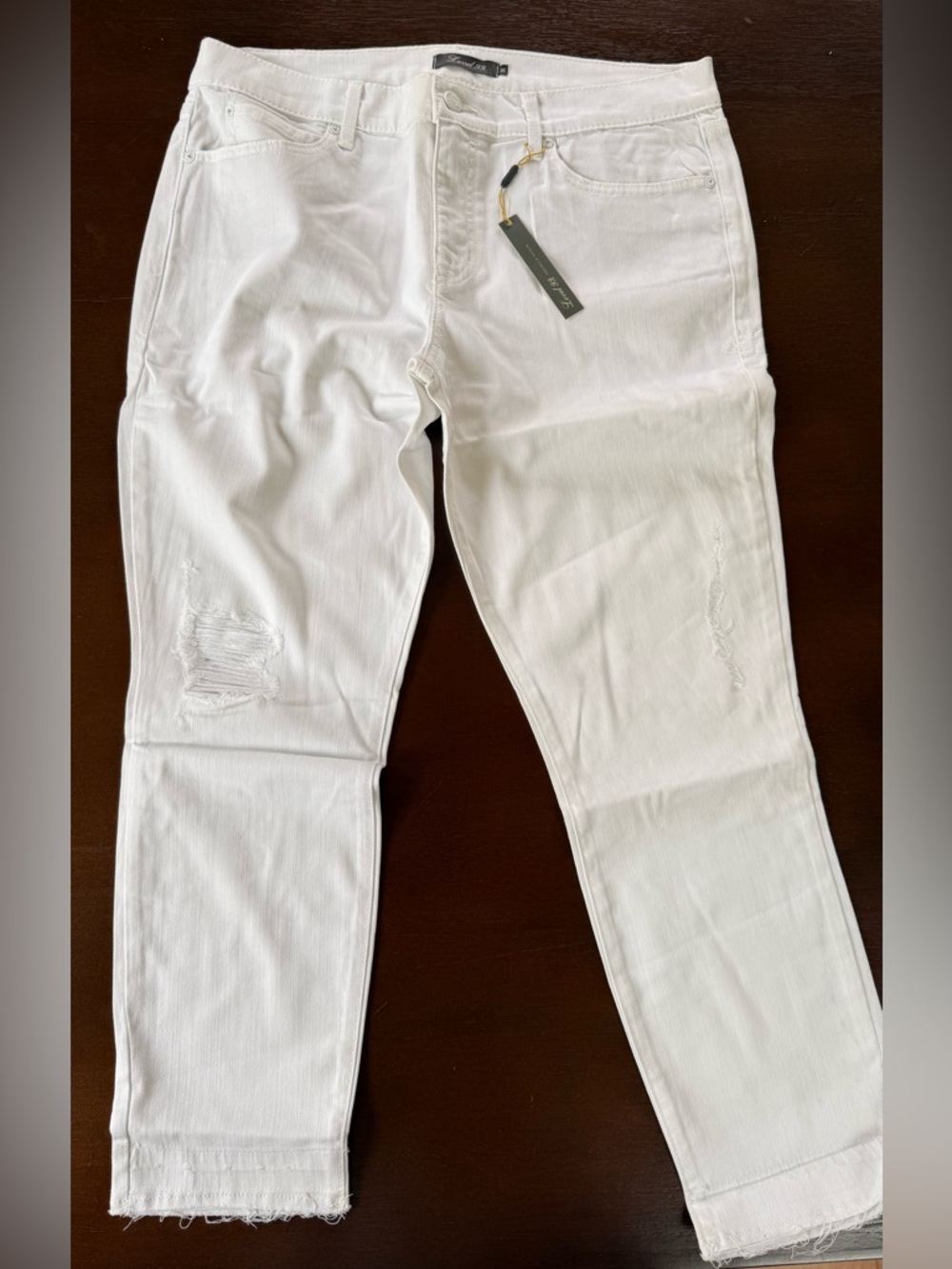 Level 99 White Frayed Hem Skinny Jeans - Picture 1 of 5